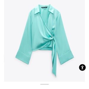 Zara satin wrap top